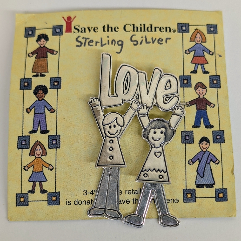 LOVE Sterling Silver Save The Children Brooch Pin EFS Mexico 926